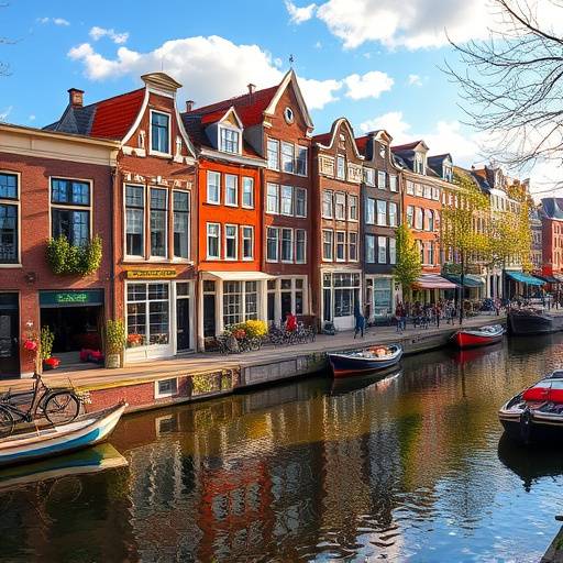 Colorful canal houses in Amsterdam, Netherlands
